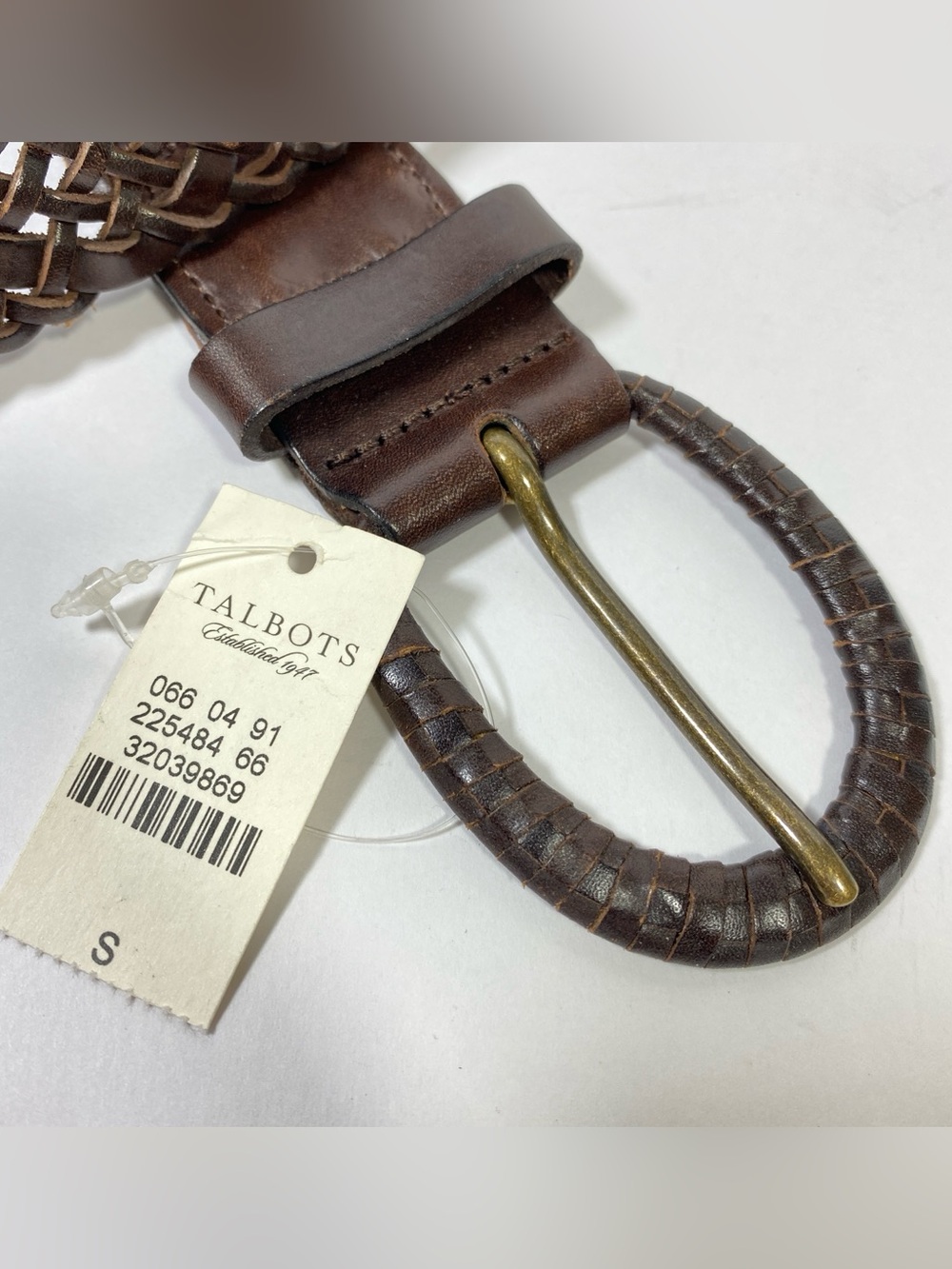Talbots Women's Braided Woven Genuine Leather Belt Brown Sz S Leather Buckle NWT - Picture 2 of 11